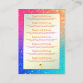 Rainbow Glitter Fragrance Ingredients Visitekaartje (Achterkant)