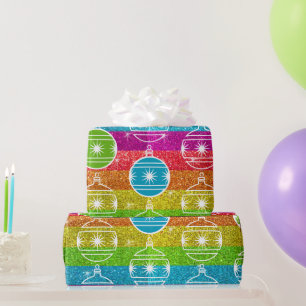 Rainbow Glitter Gay Kerstfeestdag Cadeaupapier