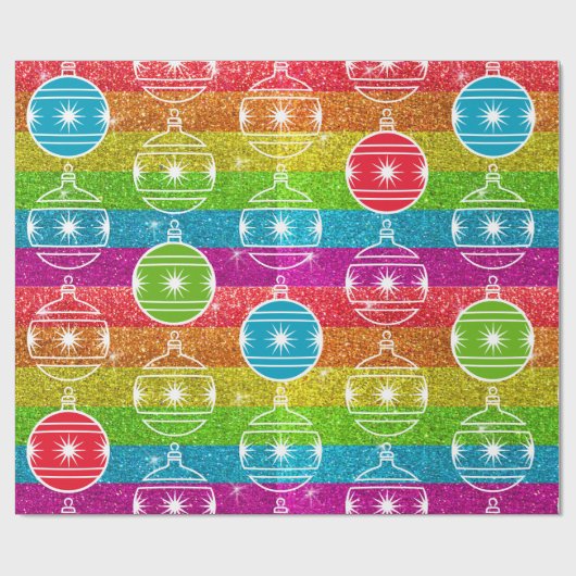 Rainbow Glitter Gay Kerstfeestdag Cadeaupapier (Vlak)