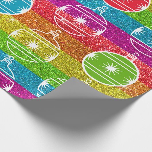 Rainbow Glitter Gay Kerstfeestdag Cadeaupapier (Hoek)