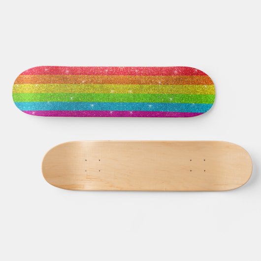 Rainbow Glitter Gay Pride Flag LGBTQIA Sparkles Persoonlijk Skateboard (Horizontaal)