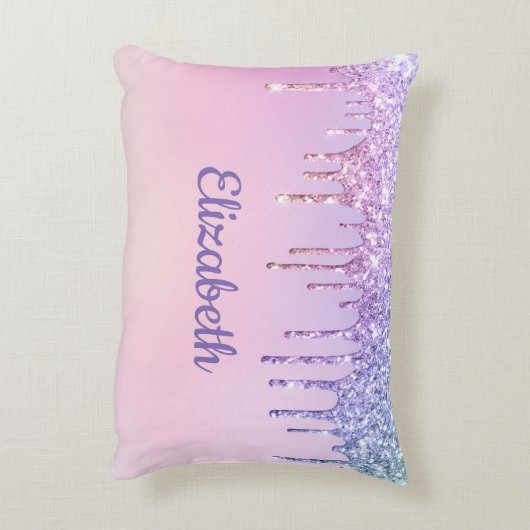 Rainbow Glitter, gepersonaliseerd Accent Kussen (Achterkant (Verticaal))