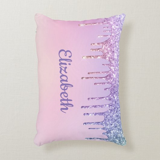 Rainbow Glitter, gepersonaliseerd Accent Kussen (Voorkant(Verticaal))