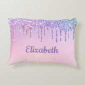 Rainbow Glitter, gepersonaliseerd Accent Kussen (Achterkant)