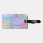 Rainbow Glitter, gepersonaliseerd Bagagelabel (Achterkant horizontaal)