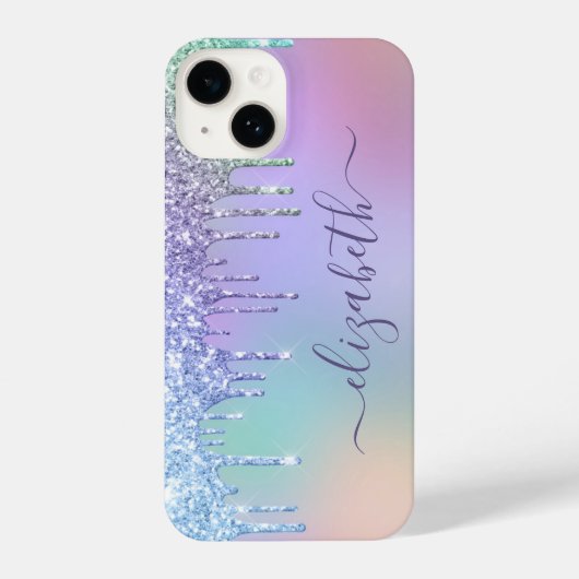 Rainbow Glitter, gepersonaliseerd iPhone Hoesje (Achterkant)