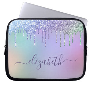 Rainbow Glitter, gepersonaliseerd Laptop Sleeve