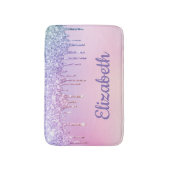 Rainbow Glitter Gepersonaliseerd Meisje Badmat (Voorkant Verticaal)