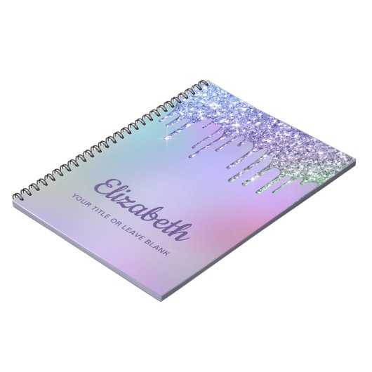 Rainbow Glitter, gepersonaliseerd Notitieboek (Linkerzijde)