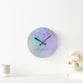 Rainbow Glitter, gepersonaliseerd Ronde Klok (Huis)