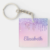 Rainbow Glitter Gepersonaliseerde Sleutelhanger (Voorkant)