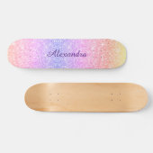 Rainbow Glitter Girly Sparkle Custom Gepersonalise Persoonlijk Skateboard (Horizontaal)