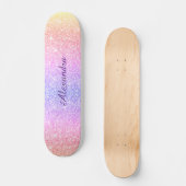 Rainbow Glitter Girly Sparkle Custom Gepersonalise Persoonlijk Skateboard (Voorkant)