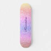 Rainbow Glitter Girly Sparkle Custom Gepersonalise Persoonlijk Skateboard (Voorkant)