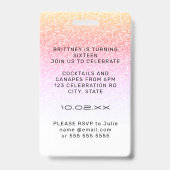 Rainbow Glitter Glam VIP Pass 16e uitnodiging Badge (Achterkant)