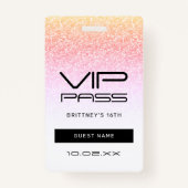 Rainbow Glitter Glam VIP Pass 16e uitnodiging Badge (Voorkant)
