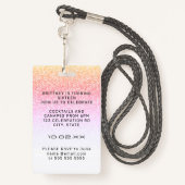 Rainbow Glitter Glam VIP Pass 16e uitnodiging Badge (Achterkant met draagriem)