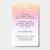 Rainbow Glitter Glam VIP Pass 30e uitnodiging Badge (Achterkant)