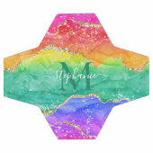 Rainbow Glitter Gold Agate Monogram Voetbal (Enkel)