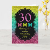 Rainbow Glitter Gradient Happy Birthday Kaart (Gele Bloem)