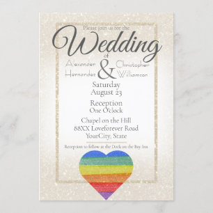 Rainbow Glitter Heart Pride Flag Gay Marriage Kaart
