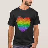 Rainbow Glitter Heart T-shirt (Voorkant)