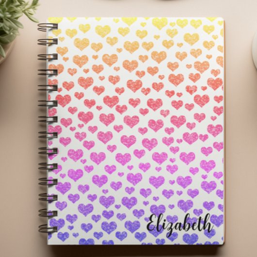 Rainbow Glitter Hearts Heldere Kleurrijke Custom Notitieboek