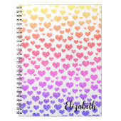 Rainbow Glitter Hearts Heldere Kleurrijke Custom Notitieboek (Voorkant)