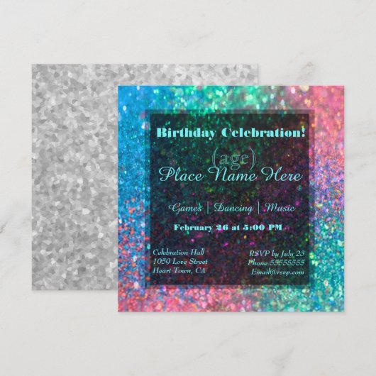 Rainbow Glitter Kaart (Voorkant / Achterkant)