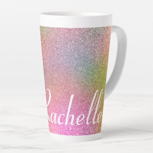 Rainbow Glitter Latte Mok (Rechterhoek)