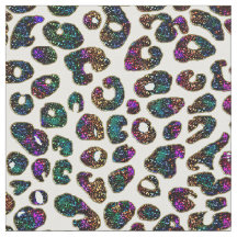 Rainbow Glitter Leopard Print Fabric