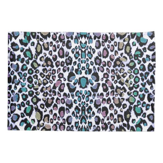 Rainbow Glitter Leopard Print Pillowcase Kussensloop (Achterkant-Links)