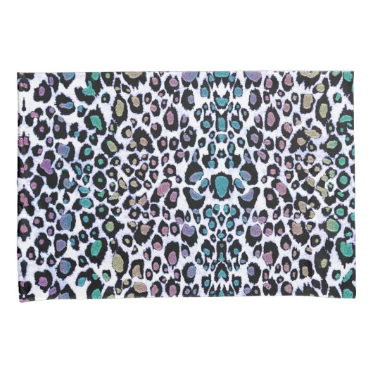 Rainbow Glitter Leopard Print Pillowcase Kussensloop (Voorkant-Rechts)