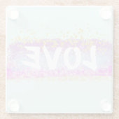 Rainbow Glitter Love Script Onderzetter Glazen Onderzetter (Achterkant)