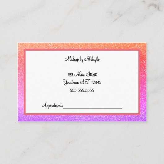 Rainbow Glitter Make-up Style Hair Visitekaartje (Achterkant)