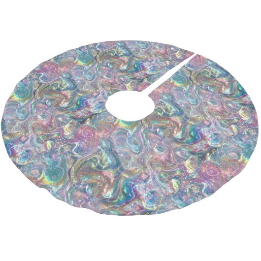 Rainbow Glitter Marble Holographic Iridescent Foil Kerstboom Rok (Gekanteld)