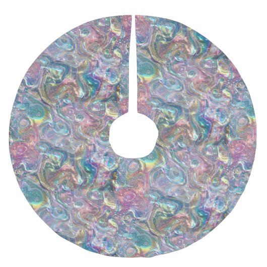 Rainbow Glitter Marble Holographic Iridescent Foil Kerstboom Rok (Voorkant)