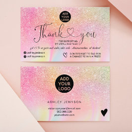 Rainbow glitter marble logo order bedankt visitekaartje