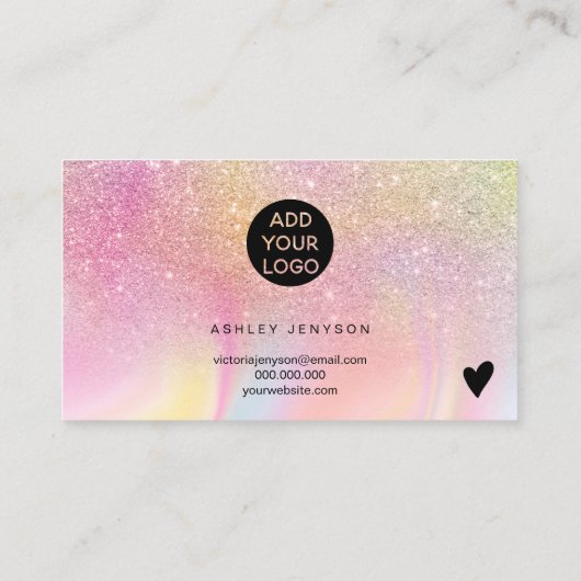 Rainbow glitter marble logo order bedankt visitekaartje (Achterkant)