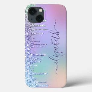 Rainbow Glitter Monogram Case-Mate iPhone Case