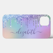 Rainbow Glitter Monogram Case-Mate iPhone Case (Achterkant (horizontaal))
