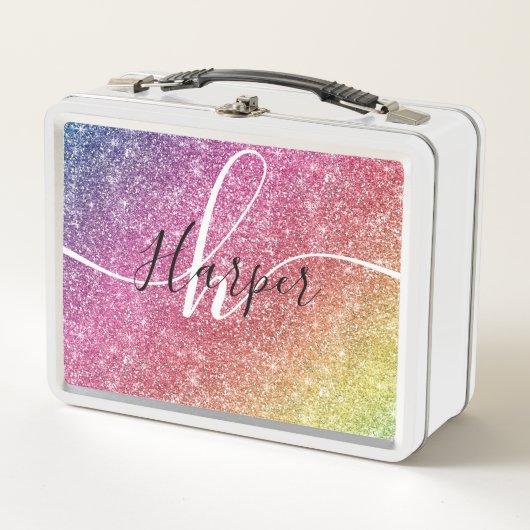 Rainbow Glitter Monogram Naam (Voorkant)