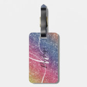Rainbow Glitter Monogram Naam Bagagelabel (Achterkant verticaal)