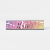 Rainbow Glitter Monogram Naam Bureau Naambordje (Voorkant)