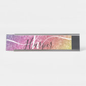 Rainbow Glitter Monogram Naam Bureau Naambordje (Voorkant)