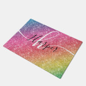Rainbow Glitter Monogram Naam Deurmat (Schuin)