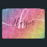 Rainbow Glitter Monogram Naam iPad Pro Cover<br><div class="desc">Voeg een splash of color toe aan uw iPad pro-cover met glitter-regenboog met monogram en scriptnaam. Personaliseer met jouw naam, monogram, initiaal of tekst. U kunt tekstkleur en doopvontstijl veranderen gebruikend het aanpassen verdere optie. Houd er rekening mee dat glitter het afgedrukte effect is en geen fysieke glitterstukken. Neem contact...</div>