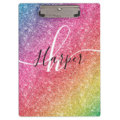 Rainbow Glitter Monogram Naam Klembord (Voorkant)