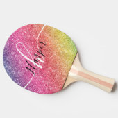 Rainbow Glitter Monogram Naam Tafeltennisbatje (Zijkant)