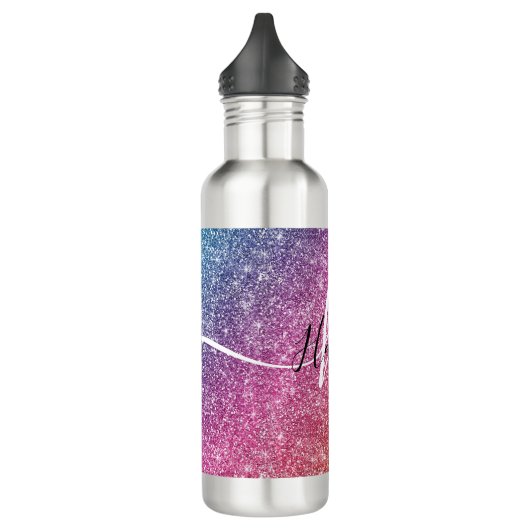 Rainbow Glitter Monogram Naam Waterfles (Links)